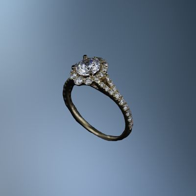 14KT YELLOW GOLD HALO ENGAGEMENT RING 14KT YELLOW GOLD HALO ENGAGEMENT RING