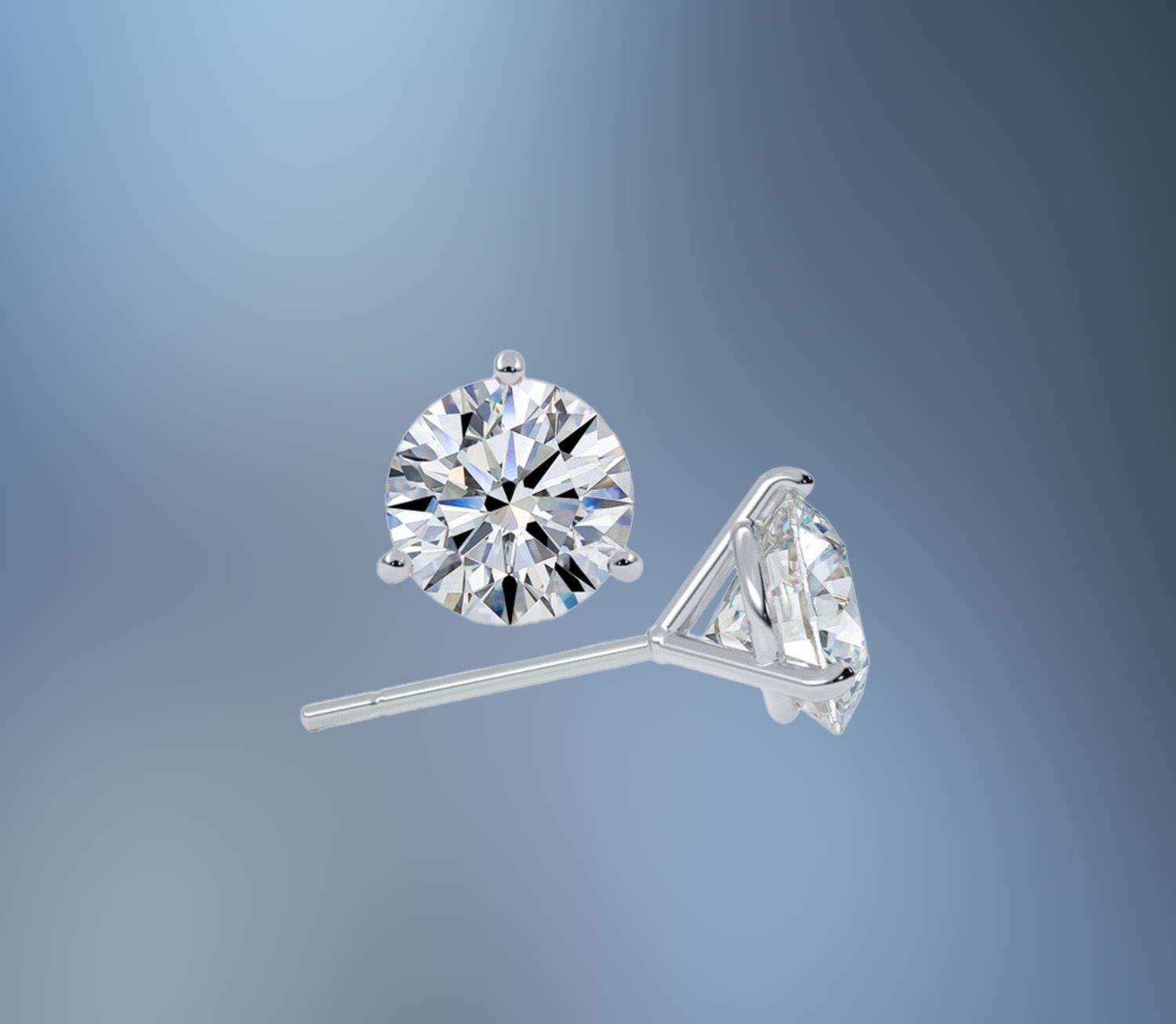 14KT WHITE GOLD 4.00 CARAT TOTAL WEIGHT LAB GROWN DIAMOND STUDS