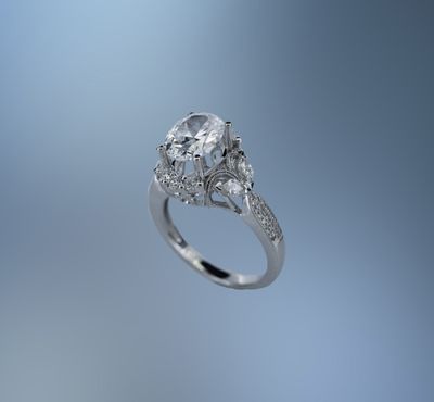 ONE 14 KARAT WHITE GOLD ENGAGEMENT RING ONE 14 KARAT WHITE GOLD ENGAGEMENT RING