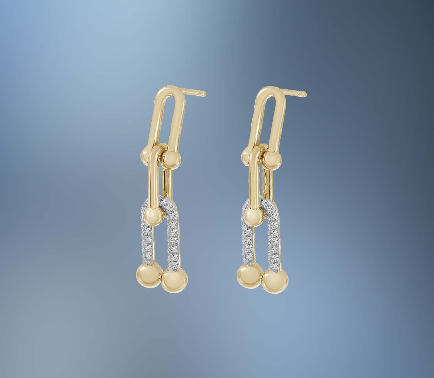 ONE PAIR OF 14KT YELLOW GOLD LADIES DIAMOND EARRINGS CONTAINING .27 CTS OF NATURAL ROUND BRILLIANT CUT DIAMONDS.