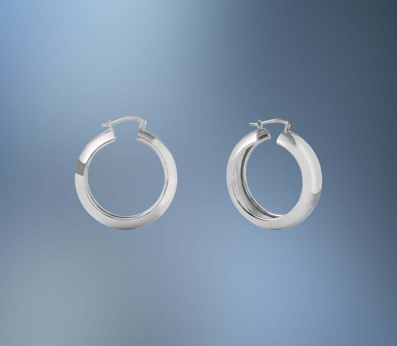 ONE PAIR OF BRONZE/RHODIUM DOME HOOP EARRINGS ONE PAIR OF BRONZE/RHODIUM DOME HOOP EARRINGS