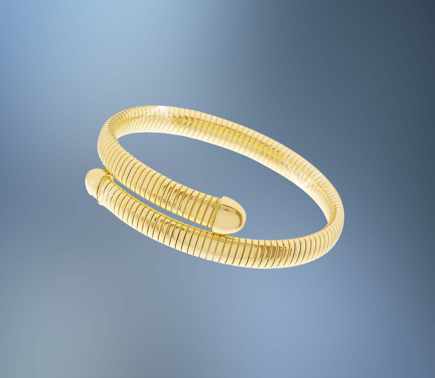 ONE BRONZE/24KT OVERLAY OVAL SNAKE CUFF BRACELET