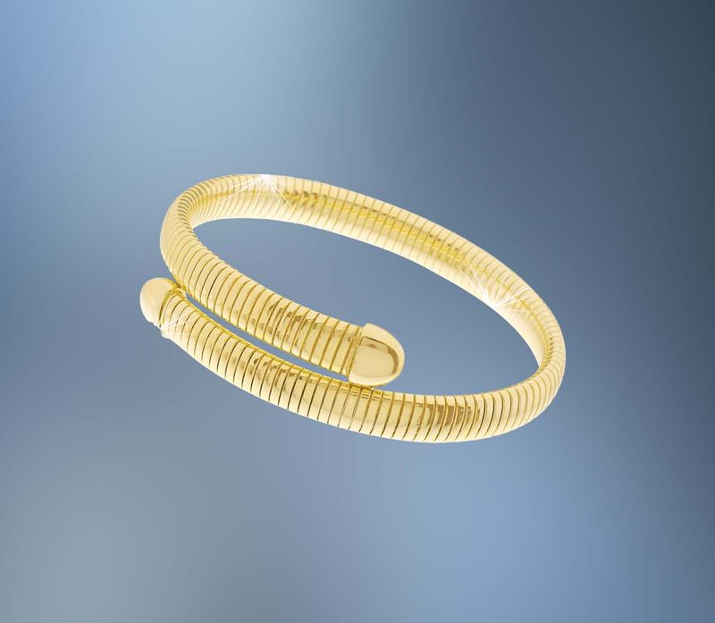 ONE BRONZE/24KT OVERLAY OVAL SNAKE CUFF BRACELET ONE BRONZE/24KT OVERLAY OVAL SNAKE CUFF BRACELET