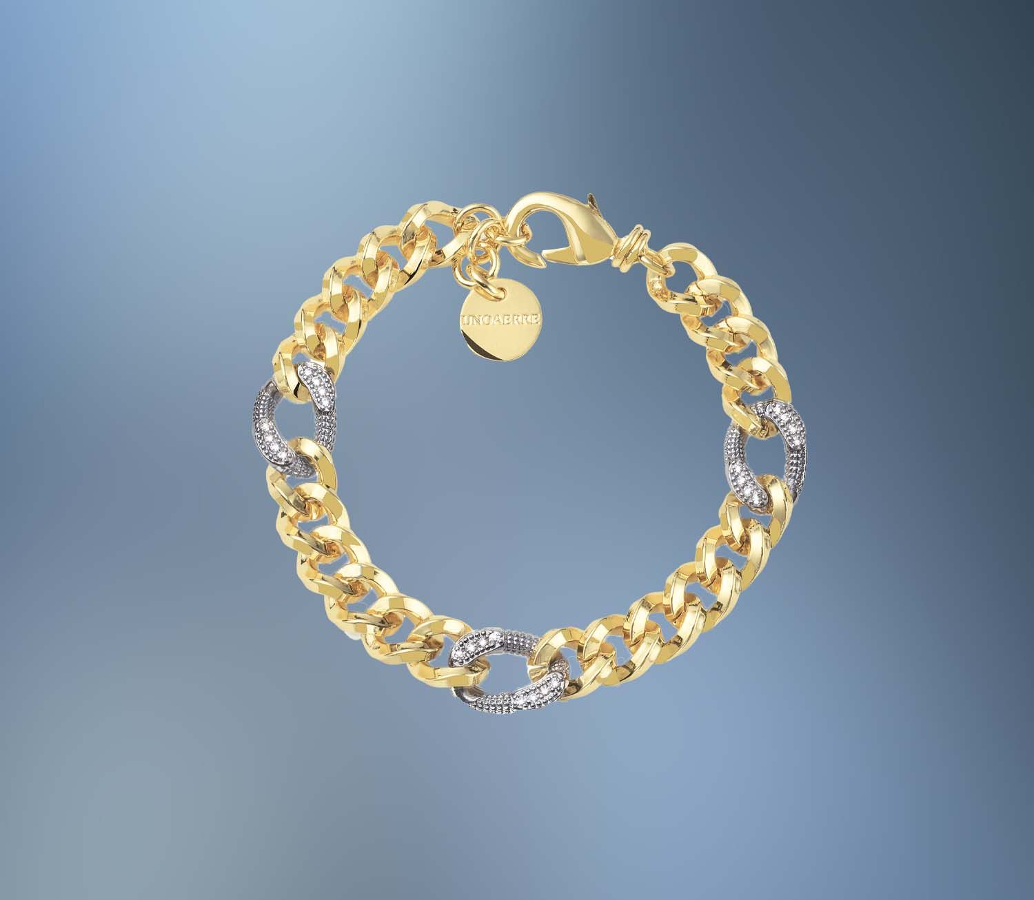 ONE BRONZE/24KT OVERLAY FANCY CURB BRACELET