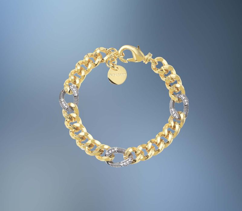 ONE BRONZE/24KT OVERLAY FANCY CURB BRACELET ONE BRONZE/24KT OVERLAY FANCY CURB BRACELET