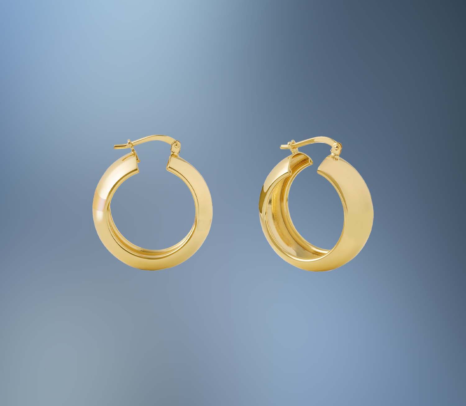 ONE PAIR OF BRONZE/24KT OVERLAY SMALL  DOMED HOOP EARRINGS