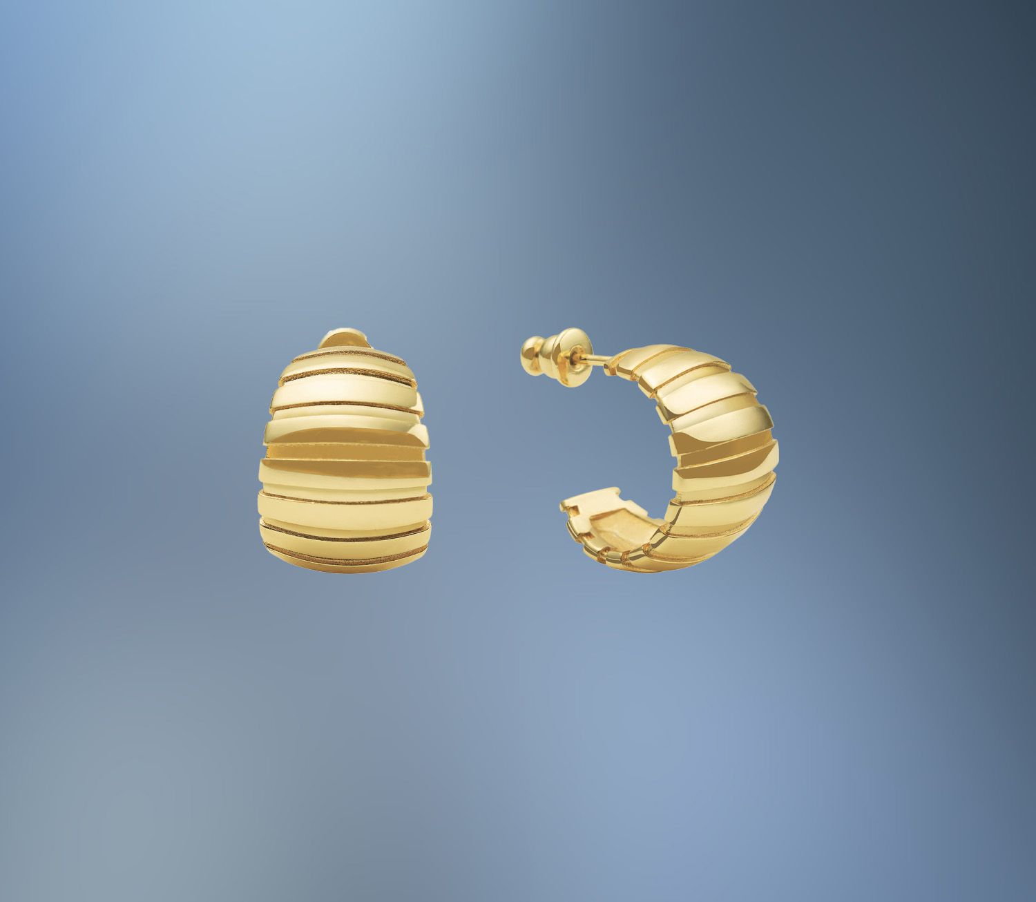 ONE PAIR OF BRONZE/24KT OVERLAY HUGGIE EARRINGS