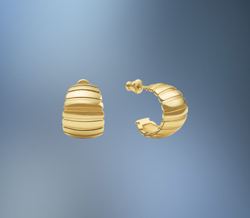 ONE PAIR OF BRONZE/24KT OVERLAY HUGGIE EARRINGS ONE PAIR OF BRONZE/24KT OVERLAY HUGGIE EARRINGS