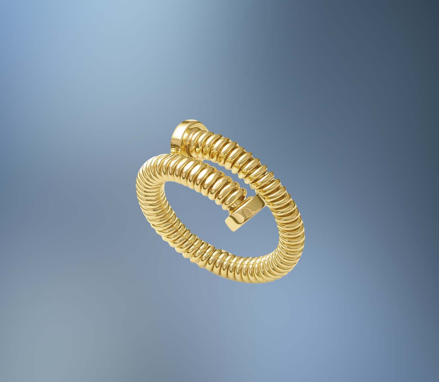 ONE BRONZE/24KT OVERLAY RIBBED SPIRAL RING