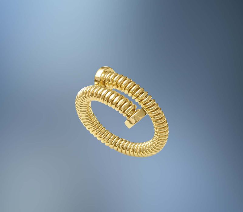 ONE BRONZE/24KT OVERLAY RIBBED SPIRAL RING ONE BRONZE/24KT OVERLAY RIBBED SPIRAL RING