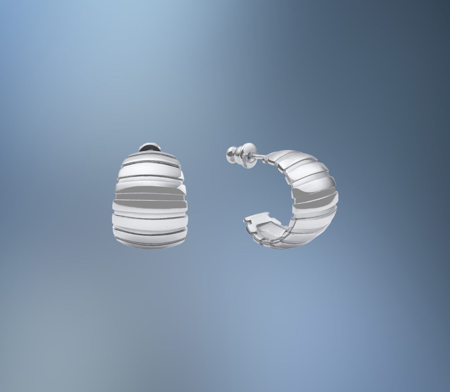 ONE PAIR OF BRONZE/RHODIUM SMALL HUGGIE HOOPS