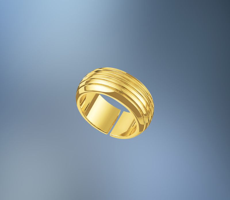 ONE BRONZE/24KT OVERLAY WIDE RIBBED BAND ONE BRONZE/24KT OVERLAY WIDE RIBBED BAND