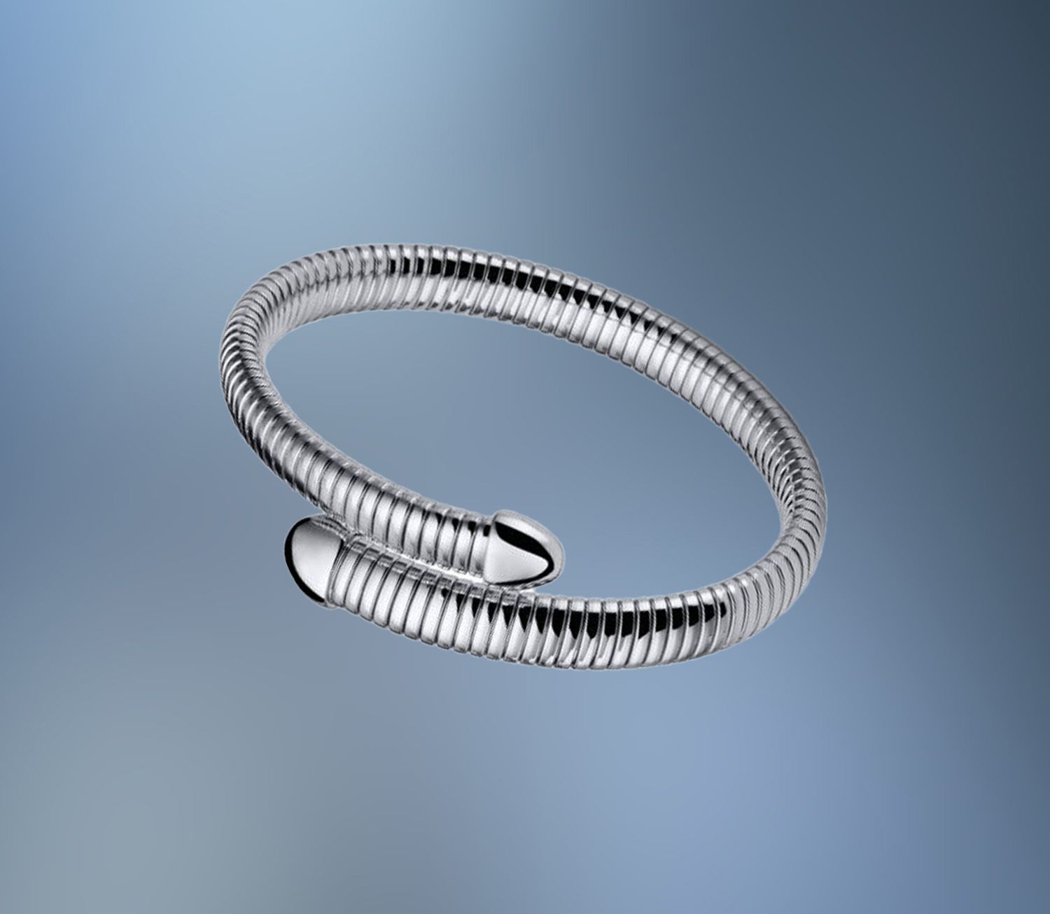 ONE BRONZE/RHODIUM OVAL SNAKE CUFF BRACELET