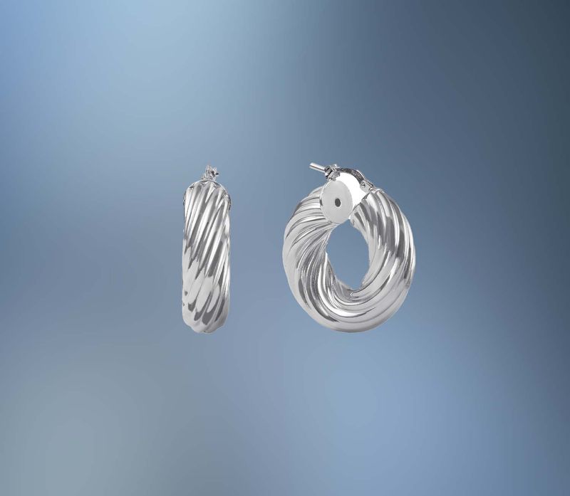 ONE PAIR OF BRONZE RHODIUM TWISTY HOOPS ONE PAIR OF BRONZE RHODIUM TWISTY HOOPS
