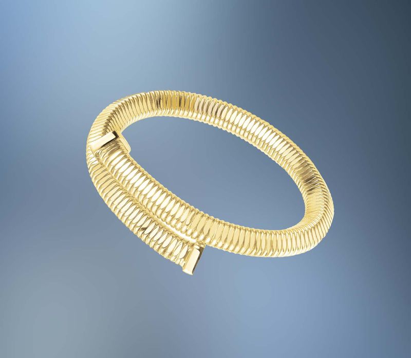 ONE BRONZE/24KT OVERLAY SQUARE SNAKE CUFF BRACELET ONE BRONZE/24KT OVERLAY SQUARE SNAKE CUFF BRACELET