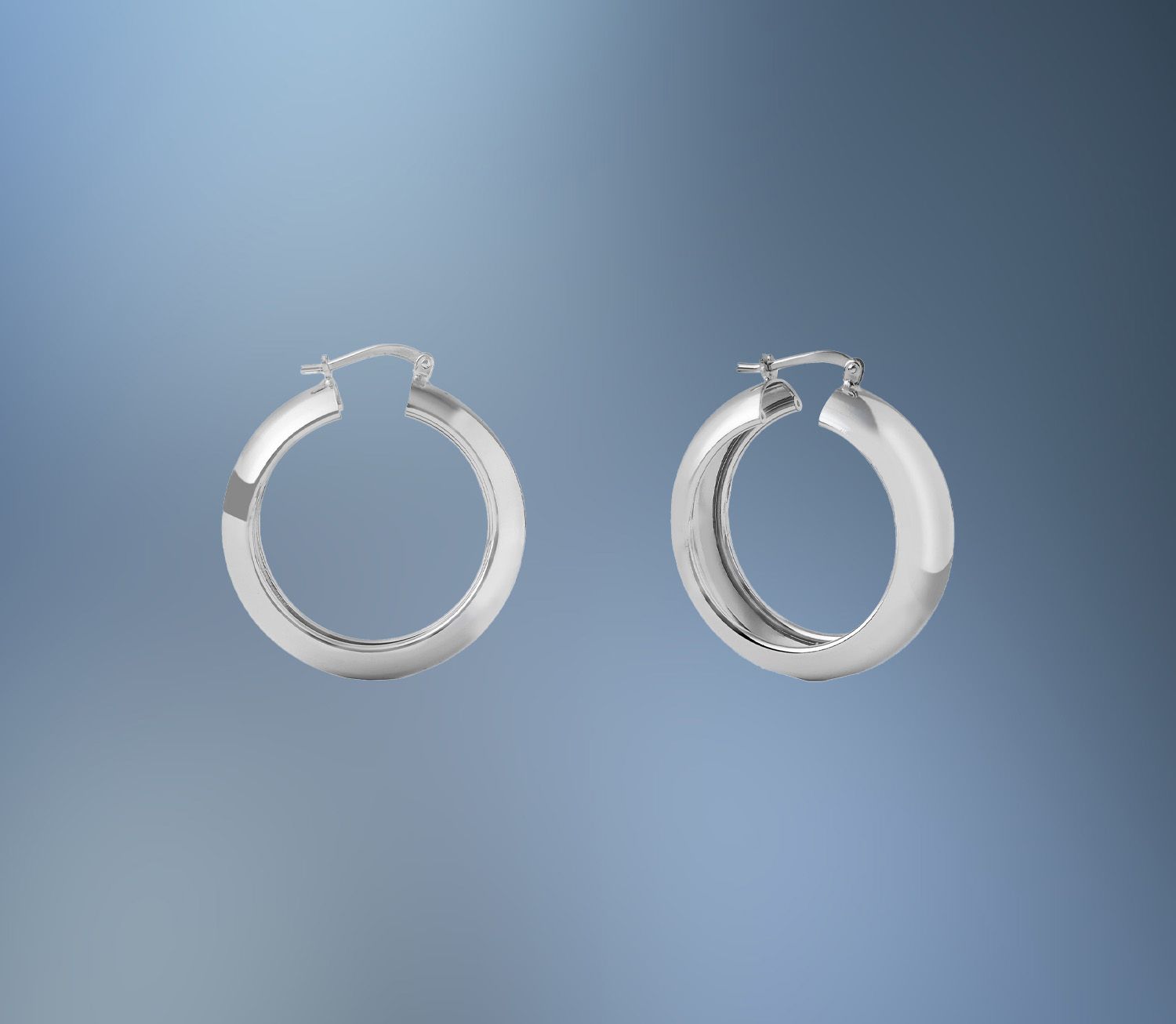 ONE PAIR OF BRONZE/RHODIUM SMALL DOME HOOP EARRINGS