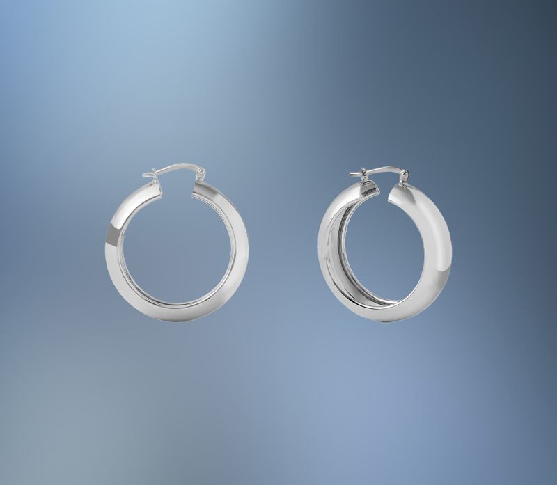 ONE PAIR OF BRONZE/RHODIUM SMALL DOME HOOP EARRINGS ONE PAIR OF BRONZE/RHODIUM SMALL DOME HOOP EARRINGS