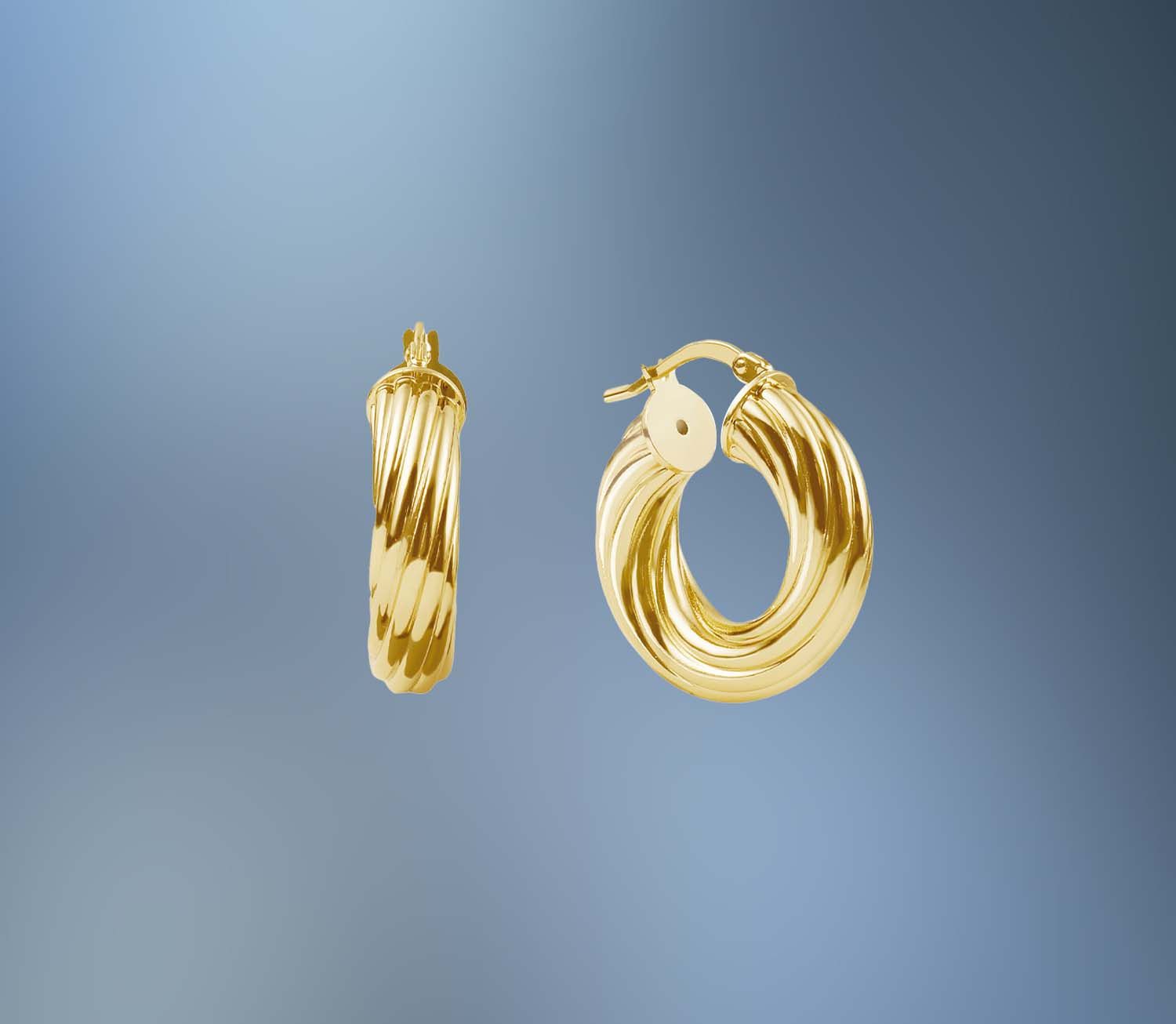 ONE PAIR OF BRONZE/24KT OVERLAY SMALL TWISTY HOOP EARRINGS