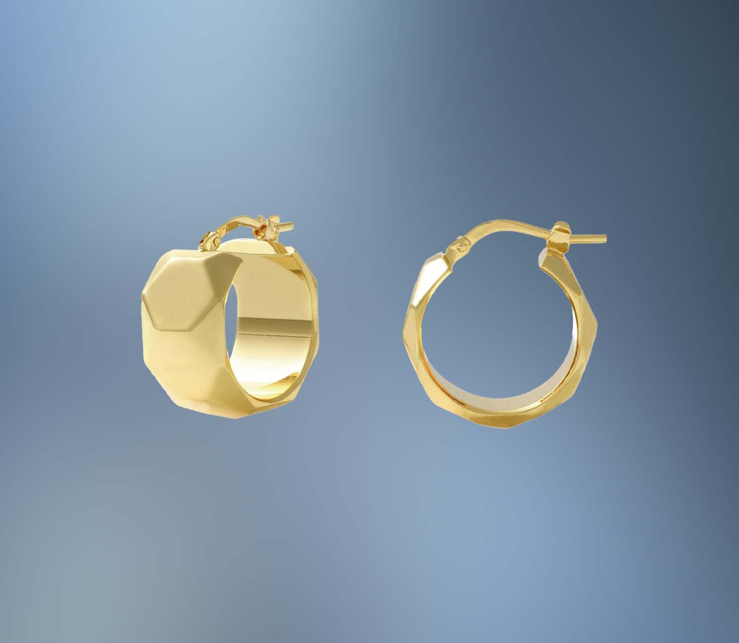 ONE PAIR OF BRONZE/24KT OVERLAY CHUNKY HOOP EARRINGS