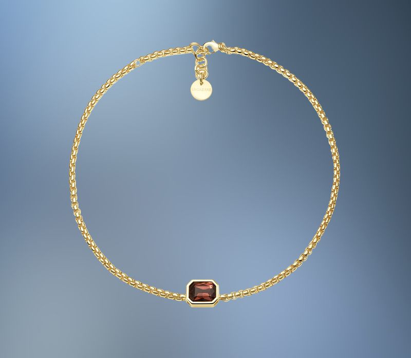 ONE BRONZE/24KT OVERLAY FANCY LINK NECKLACE WITH A PURPLE CRYSTAL ONE BRONZE/24KT OVERLAY FANCY LINK NECKLACE WITH A PURPLE CRYSTAL