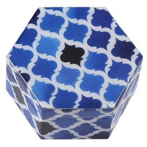 Blue Moorish Hexagonal Trinket Box