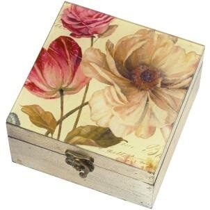 Vintage Glass Top Floral Box