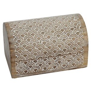 White Art Deco Carved Wood Chest