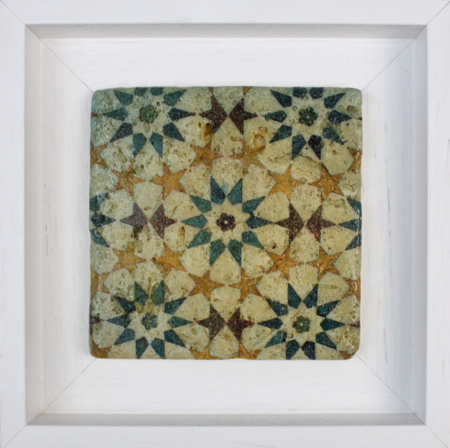 Stars Moroccan Geometric Zellige Mosaic Design Framed Stone Art