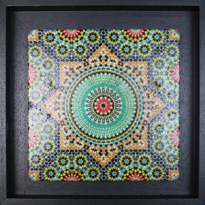 Marrakesh Moroccan Zellige Mosaic Design Framed Stone Art Colourful Saadian Tombs