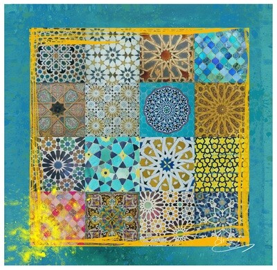 Geometric Patchwork Collage Design Original Giclée Canvas