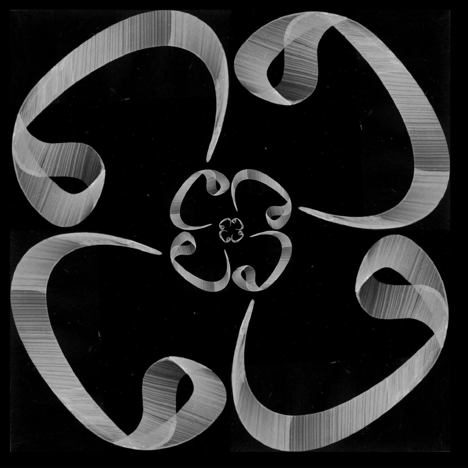 Black & Grey Waw Flower Design Greeting Card