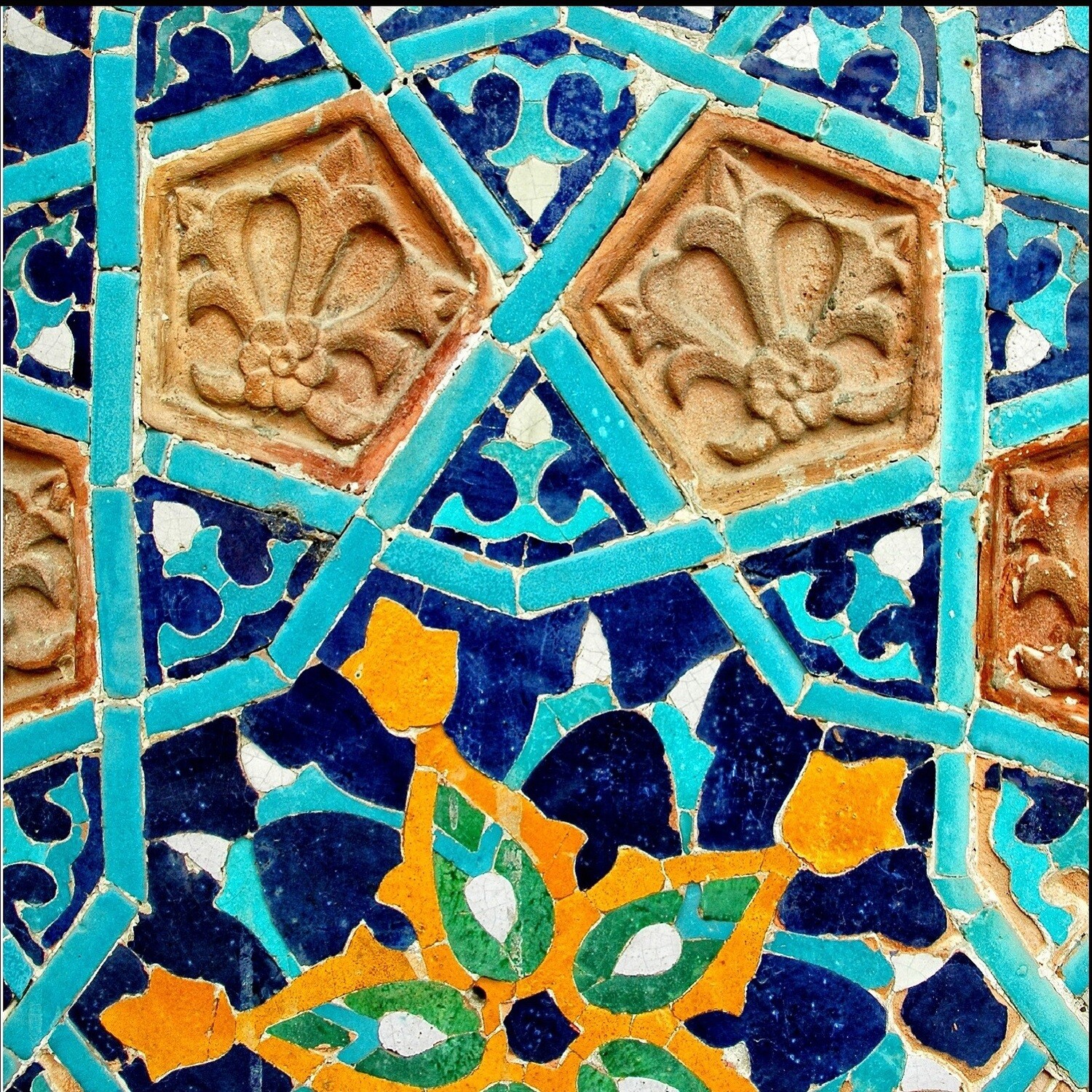Blue Moorish Alhambra Tiles Design Greeting Card