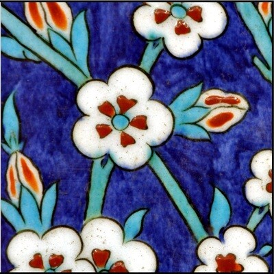 Iznik Blue Floral Design Greeting Card