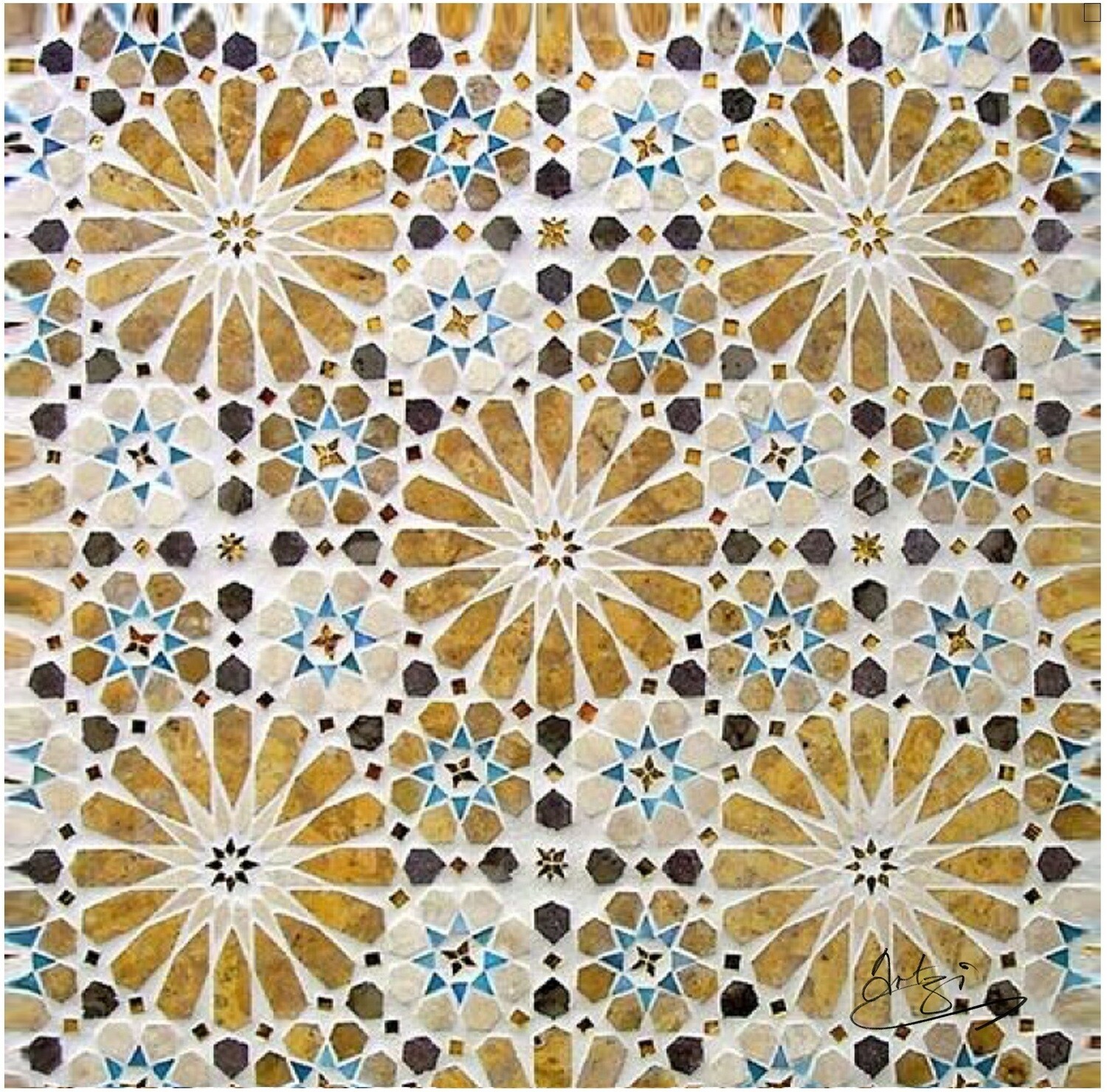 Orange & Brown Moroccan Zellige Mosaic Design Greeting Card