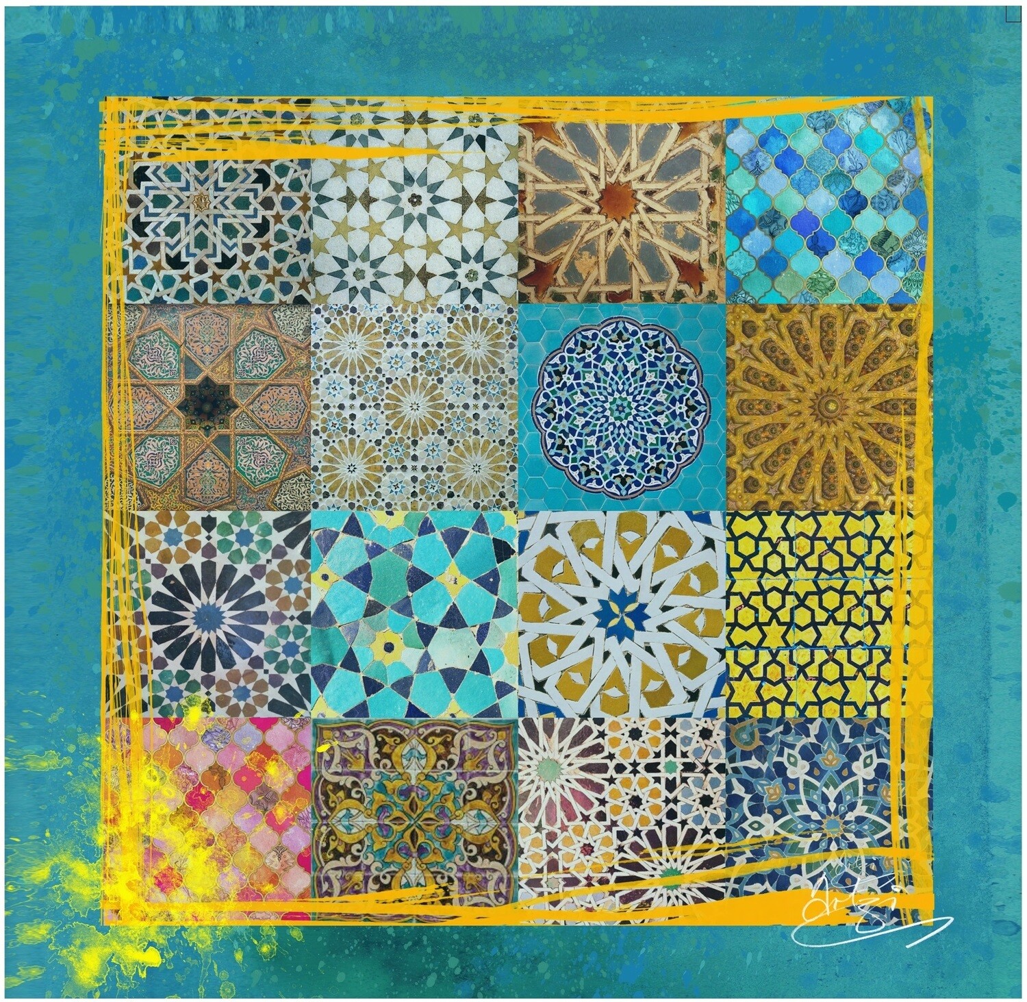 Patchwork Geometric Collage Design Greeting Card