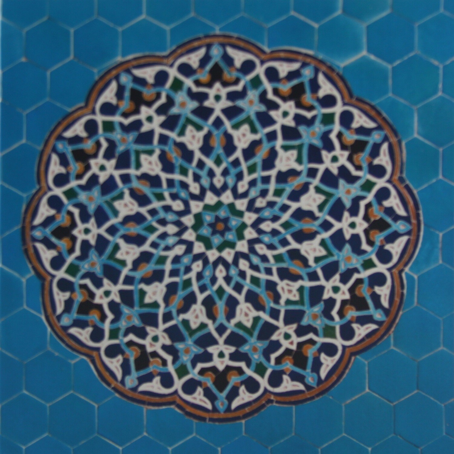 Turqouise Hexagon Persian Arabesque Design Greeting Card