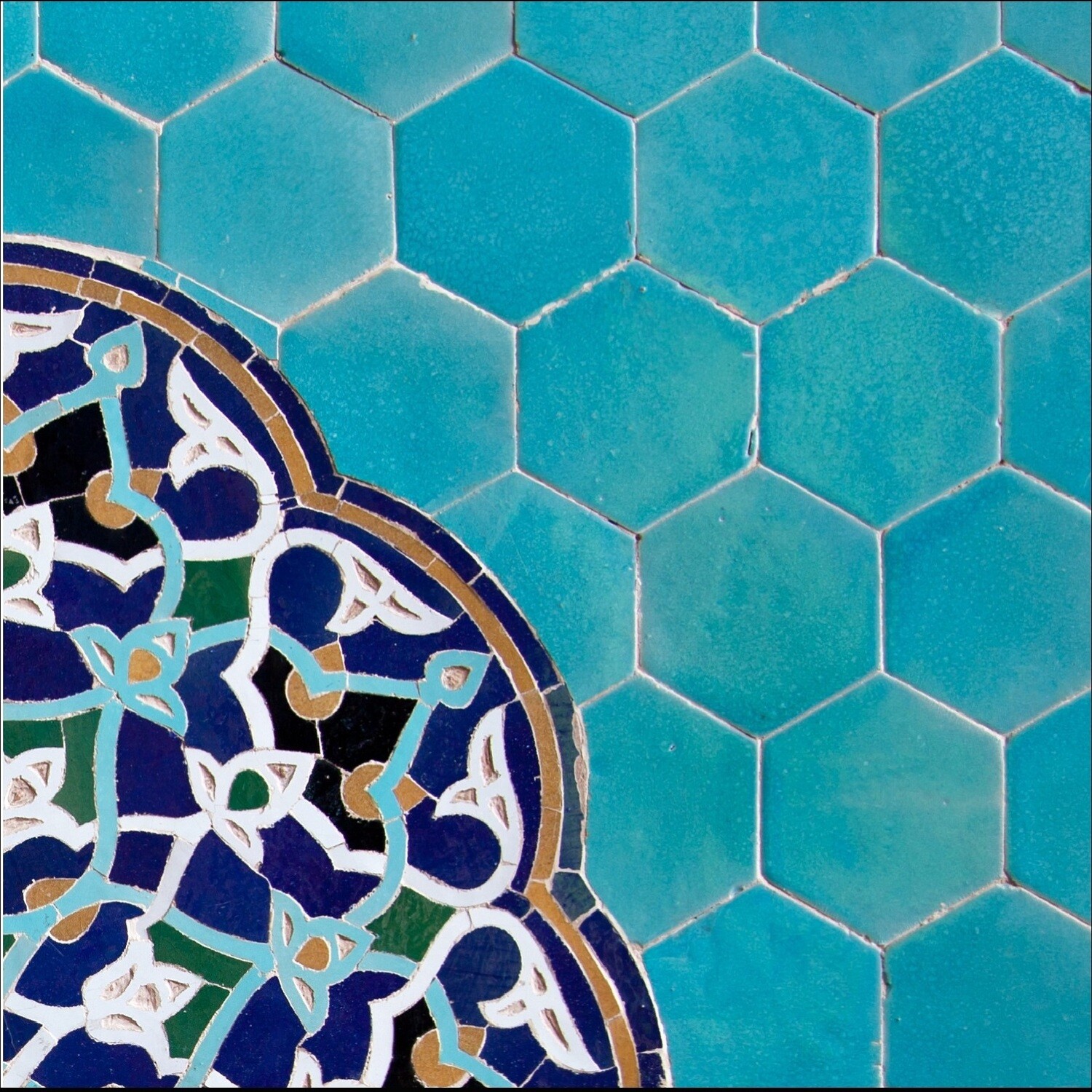 Turqouise Hexagon Persian Geometric Design Greeting Card