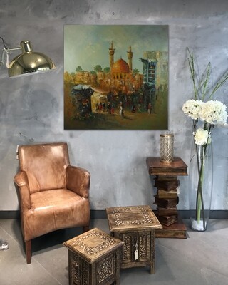 Streets of Baghdad Extra Large Knife Art Textured Multi-Media Canvas