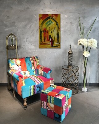 Streets of Fez - Yellow Abstract Textured Multi-Media Hand painted Canvas