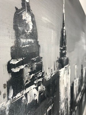 City Domes Grey Modern Original Hand Paint Canvas
