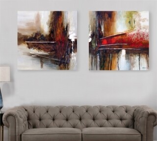 Abstract Crossroads - Set of 2  High Gloss Oil Painting Canvas