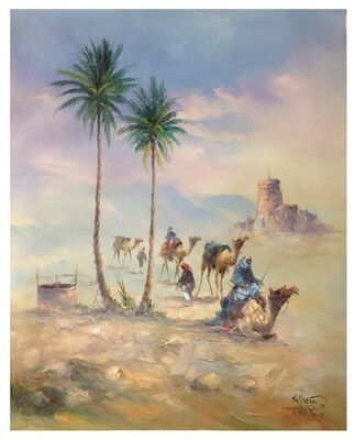 Desert Nomads & Camels Oil painting Original Hand Painted Canvas