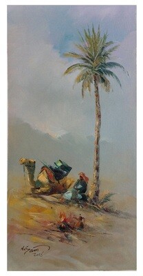 Desert Nomads &amp; Camels Oil painting Original Hand Painted Canvas