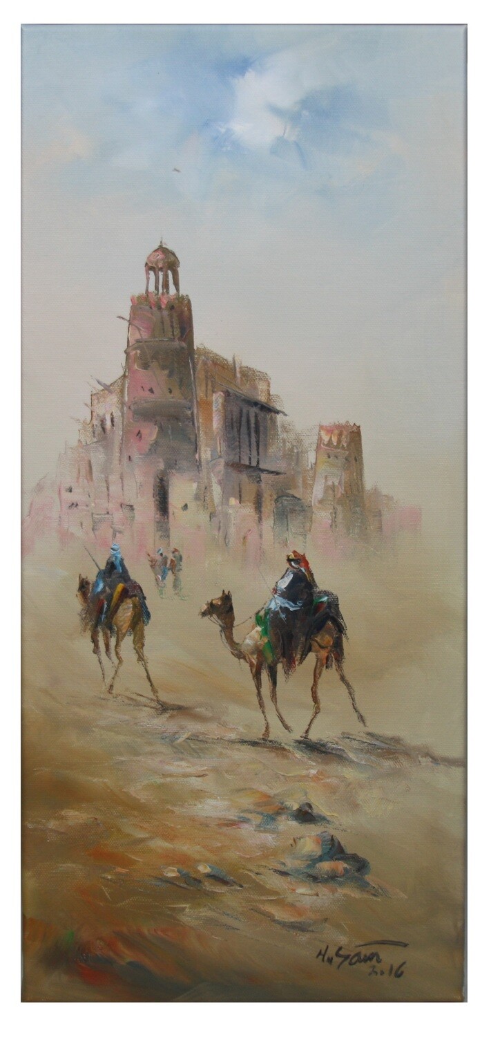 Desert Nomads &amp; Camels Oil painting Original Hand Painted Canvas