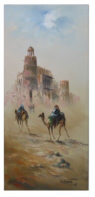 Desert Nomads &amp; Camels Oil painting Original Hand Painted Canvas