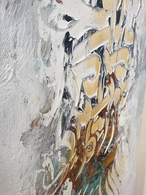 Al Hayy Textured Multi-Media Original Hand painted Canvas