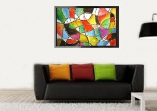 Abstract Stained Glass Modern High Gloss Oil painted Canvas