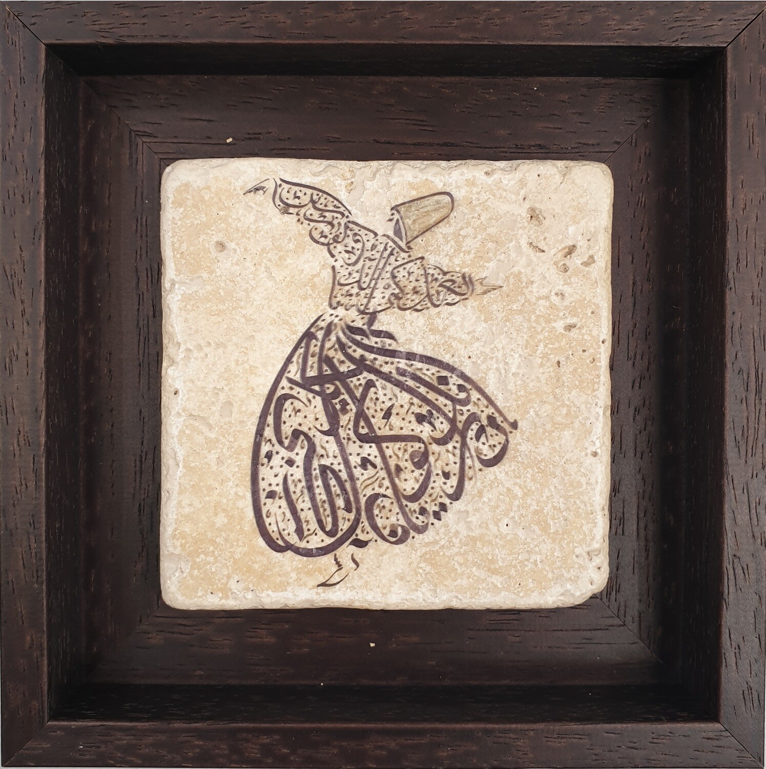 Rumi Poetry in Whirling Dervish Calligraphy Turkish Design Stone Art