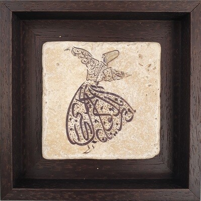 Rumi Poetry in Whirling Dervish Calligraphy Turkish Design Stone Art