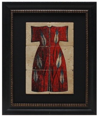 Red Kaftan Blue Motif Ottoman Design Framed Stone Art